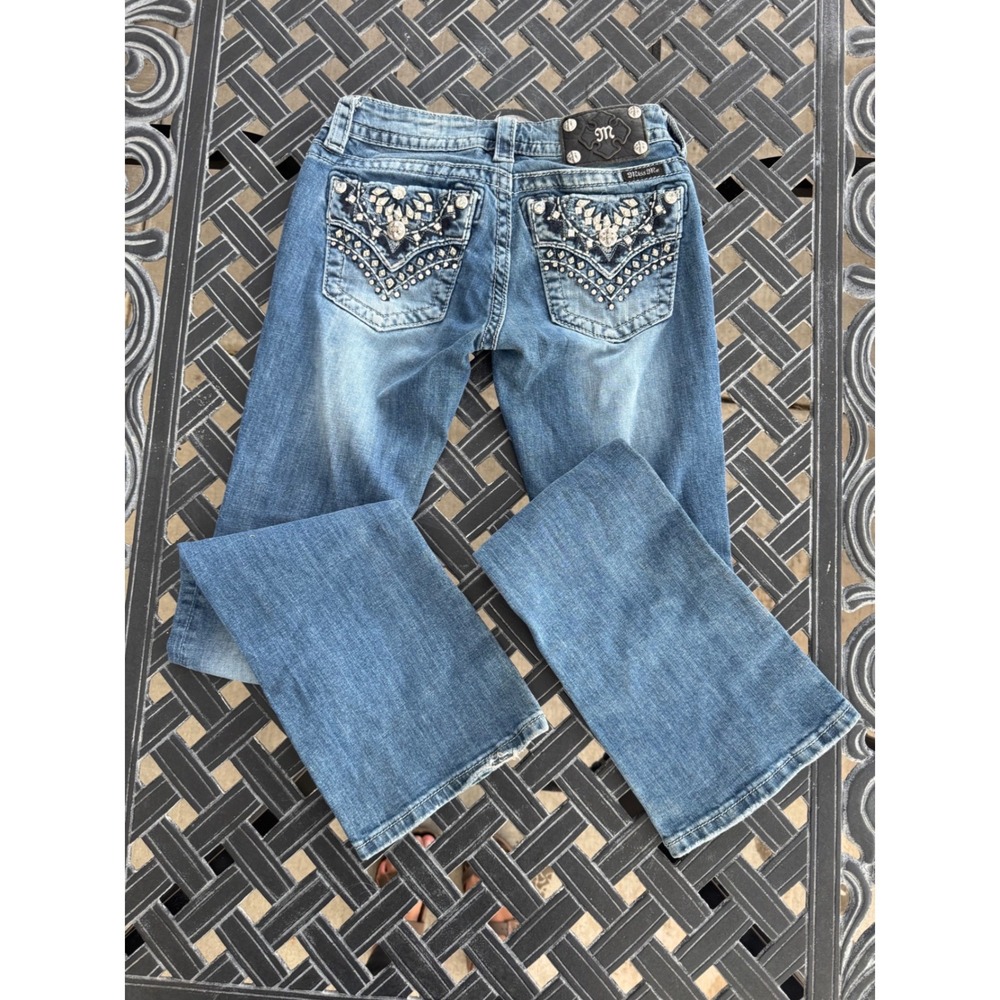 Miss Me Bootcut Jeans Medium Wash Embellished JP7031B Blue Denim - Picture 5 of 5